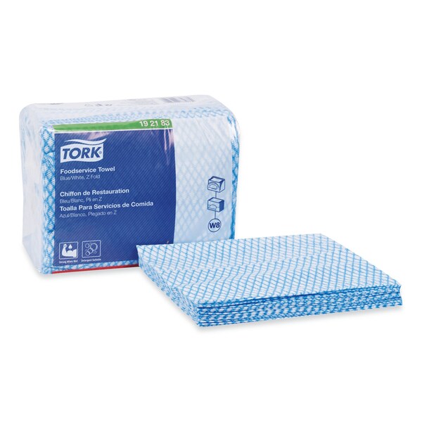 Small Pack Foodservice Cloth, 1-Ply, 11.75 X 14.75, Unscented, Blue/White, 80 Cloths, 4PK